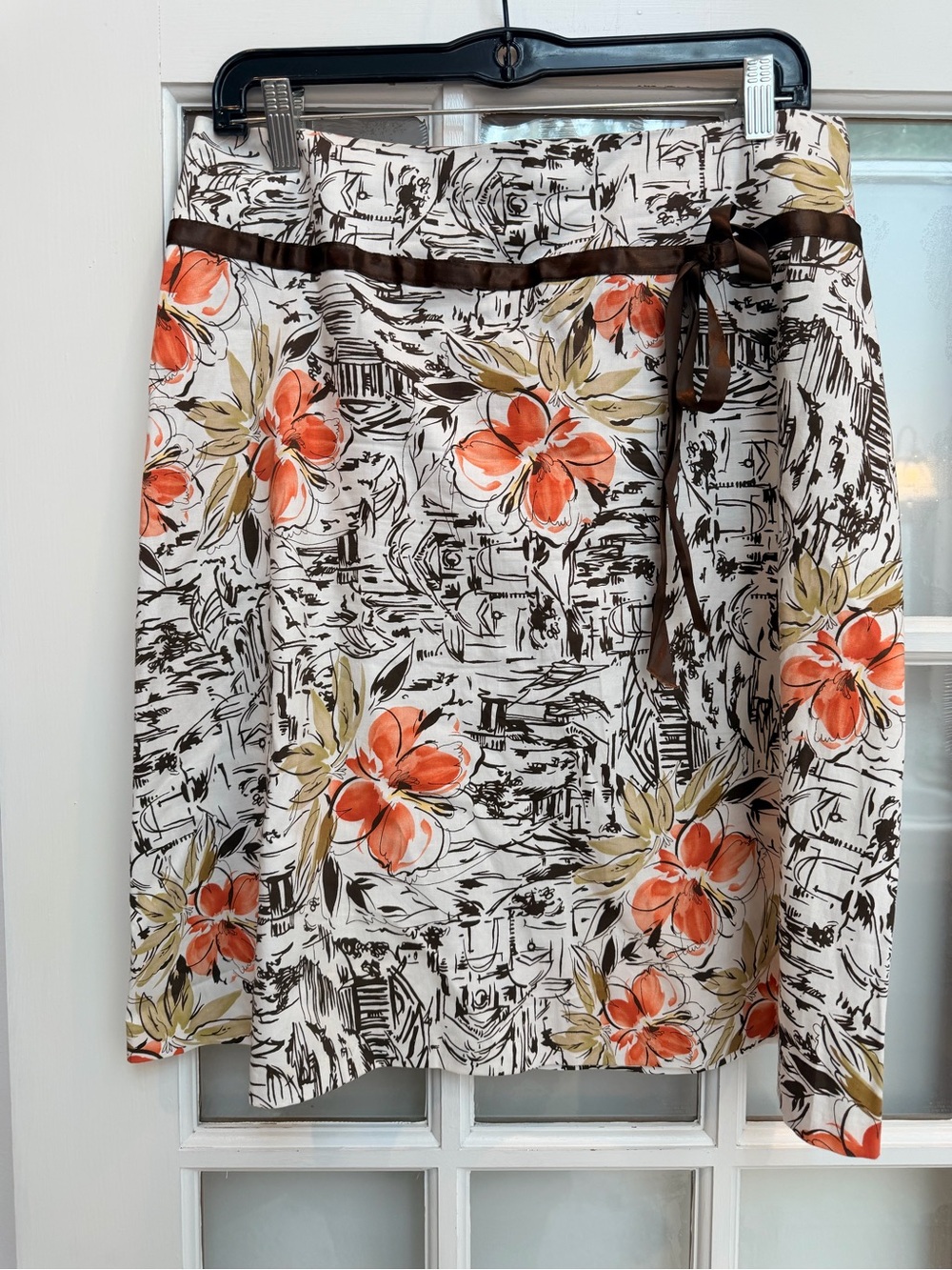 Vintage Rikki J. New York Y2K Cotton Chic Watercolor Floral Skirt Size 10 Medium